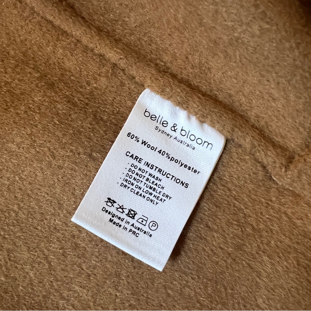 Belle & Bloom Ex-Boyfriend Wool Blend Oversized Jacket Camel Large brown coat - Picture 11 of 11
